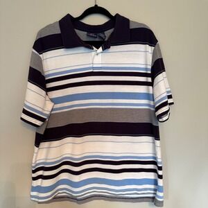 VTG 90s Bugle Boy Mens XL Striped Polo Shirt Short Sleeve Cotton Blend Casual